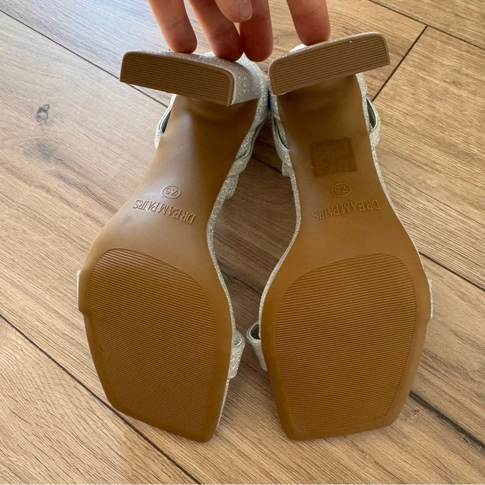 DREAM PAIRS High Heels Chunky Block Square Toe Elegant Open Toe Heel 7.5